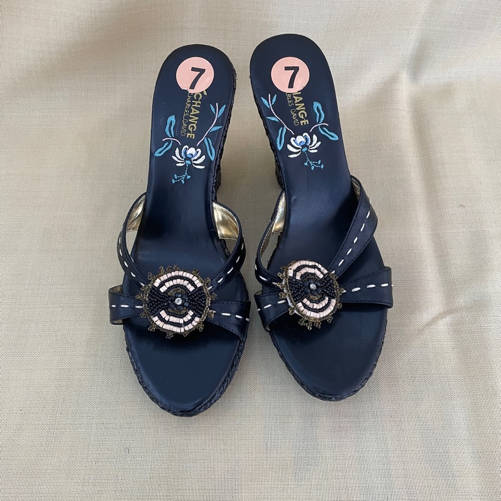 Charles David backless wedge sandals Size 7